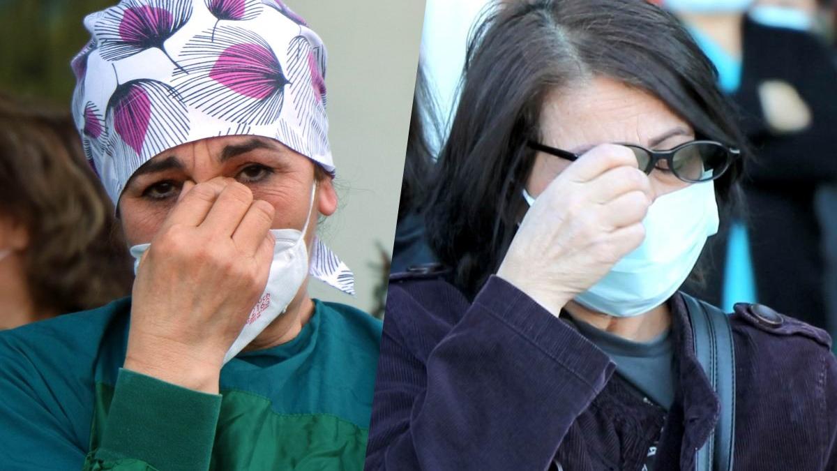 Sağlık çalışanları, arkadaşlarını anarken gözyaşlarını tutamadı