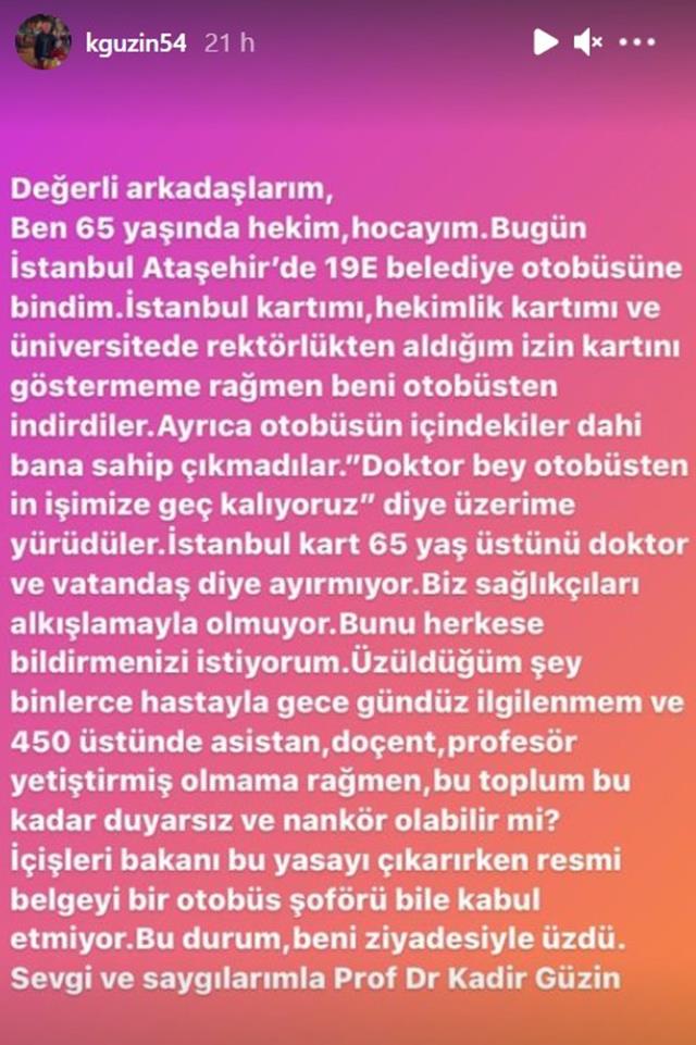 Toplu taşımada profesöre büyük ayıp! İzin belgesi olmasına rağmen üzerine yürüyüp zorla indirmişler