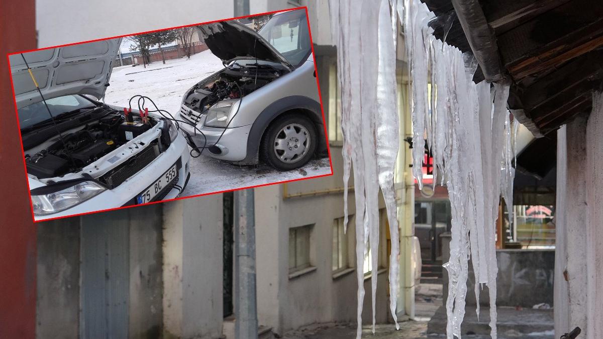 Hava eksi 27 derece! Araçlar bile çalışmadı