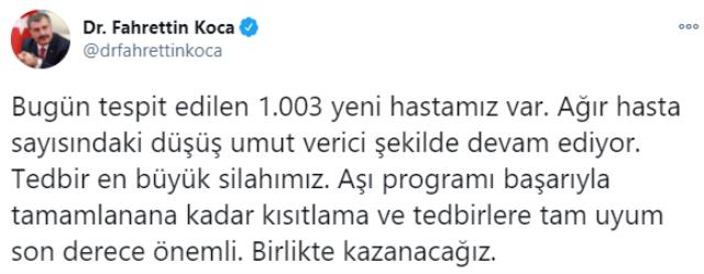 Son Dakika: Türkiye'de 11 Ocak günü koronavirüs nedeniyle 174 kişi vefat etti, 10 bin 220 yeni vaka tespit edildi
