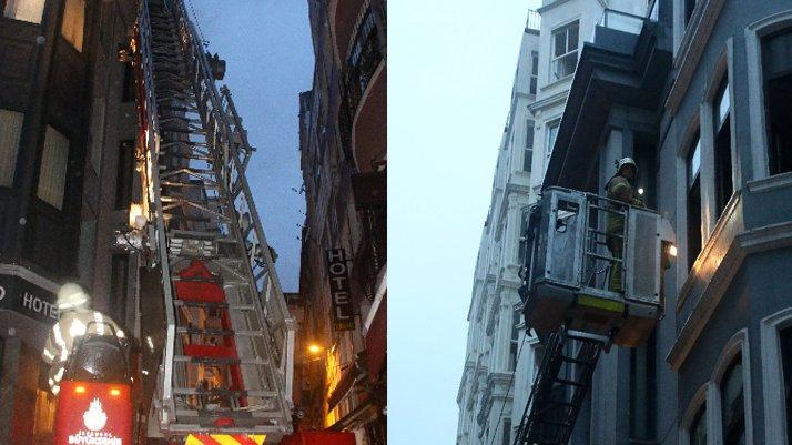 Taksim'de yangın: Oteldekileri esnaf ve itfaiye kurtardı