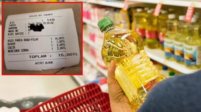 5 litrelik yağa 70 TL ödeyen vatandaş, Meclis lokantasındaki 15 TL'lik yemek fişine isyan etti