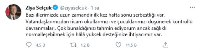 Bakan Selçuk'tan önemli normalleşme çağrısı: Okullarımızı ve çocuklarımızı düşünerek kontrollü davranalım