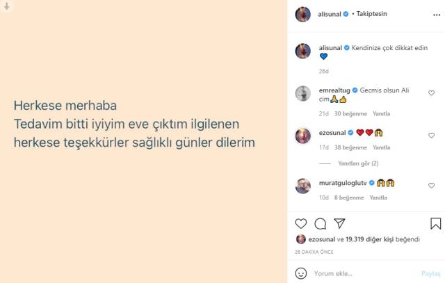 Hastanede koronavirüs tedavisi gören Ali Sunal'dan yüreklere su serpen haber geldi