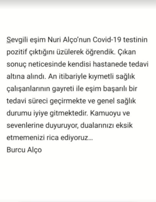 Koronavirüse yakalanan Nuri Alço hastaneye kaldırıldı, eşi sevenlerinden dua istedi
