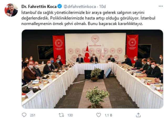 Sağlık Bakanı Koca'dan İstanbul açıklaması: Polikliniklerimizde hasta artışı olduğu görülüyor