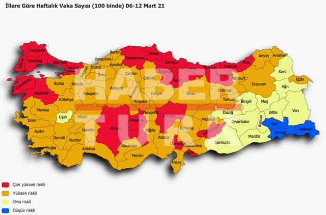 Vaka sayısına göre hazırlanan yeni risk haritasında korkutan tablo: Yalnızca 3 il mavi