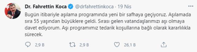 Bakan Koca aşı sırasının 55 yaş üzerine geldiğini duyurdu, vatandaşlar hastanelere akın etti