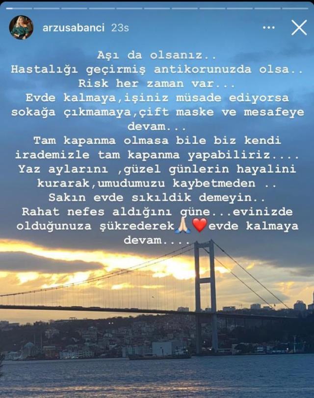 Boğaz manzaralı yalısından 'Evde kal' çağrısı yapan Arzu Sabancı, sessizliğini bozdu