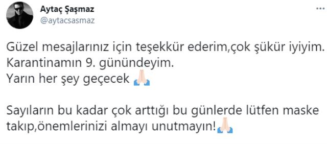 Hekimoğlu dizisinin başrol oyuncusu Aytaç Şaşmaz koronavirüse yakalandı