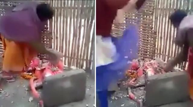 Hindistan'da Bizi koronadan koruyamadılar diyen halk putları kırmaya başladı