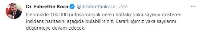 Son Dakika: Bakan Koca, illere göre her 100 bin kişide görülen Kovid-19 vaka sayılarını açıkladı