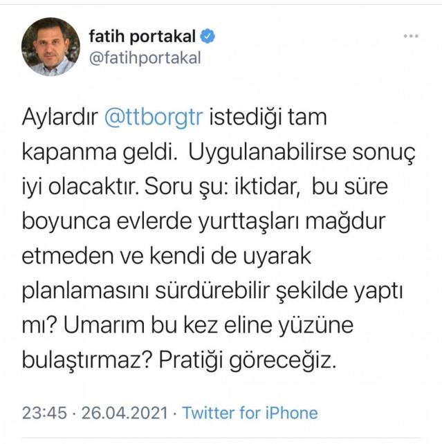  Yeterli önlemler alınmıyor diyen Fatih Portakal, doğum günü partisine katıldı