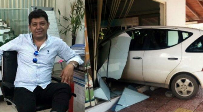 Aracı park ederken emlak ofisine girdi