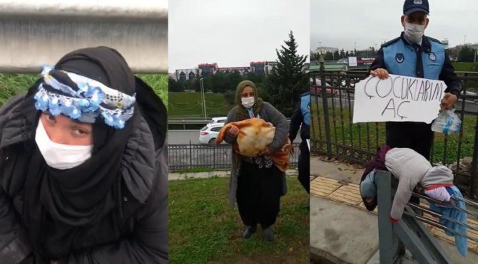 Kucağında bez bebek ile dilencilik yapan kadının foyası ortaya çıktı