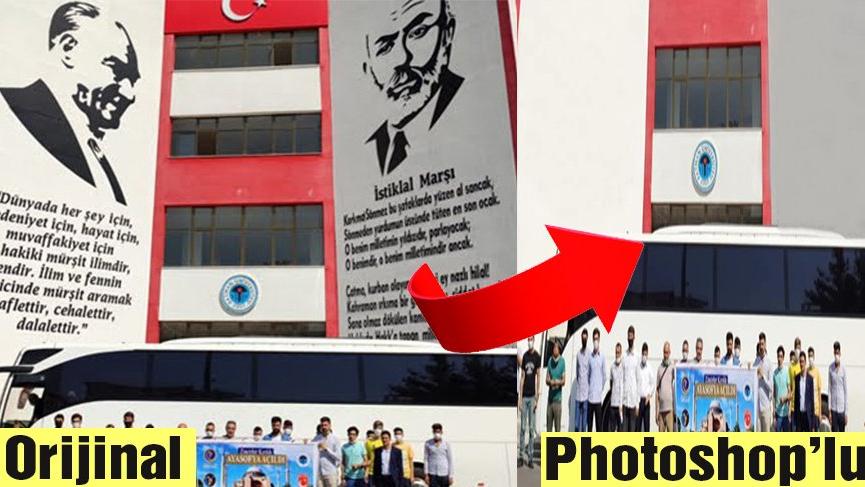 AKP'li vakfın Atatürk ve Mehmet Akif Ersoy hazımsızlığı! Resimlerini photoshop'la sildiler