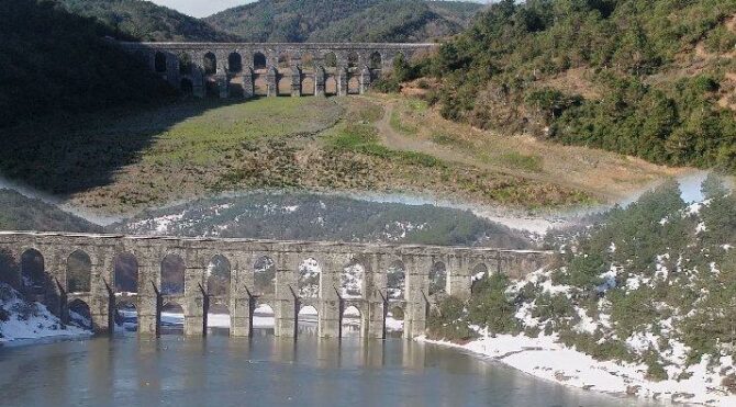 Alibeyköy Barajı’nda aynı noktada çarpıcı görüntüler…