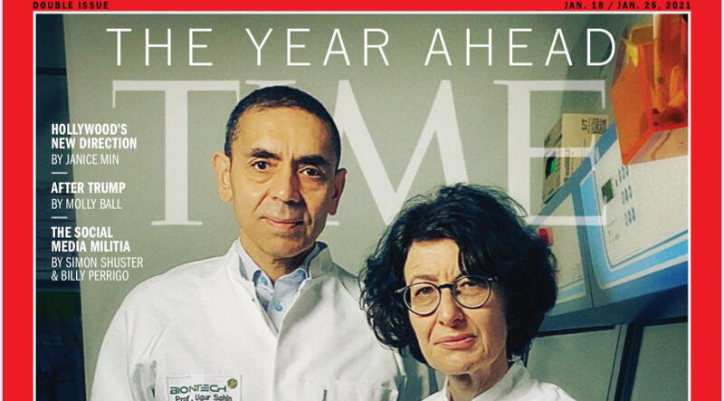 Bilim insanları Prof. Dr. Uğur Şahin ve Özlem Türeci TIME kapağında