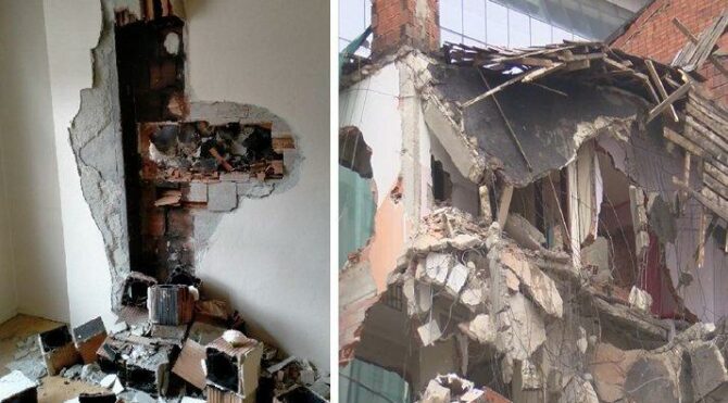 Bitişikteki bina yıkım kurbanı oldu