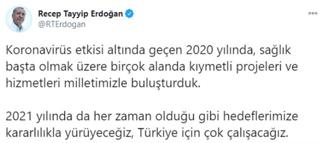 Cumhurbaşkanı Erdoğan'dan yeni yıl paylaşımı! 2020'de yapılan tüm hizmetler tek tek yazıldı