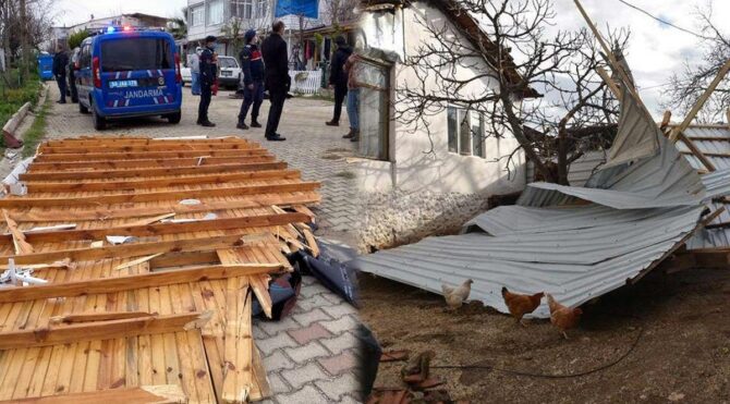 Fırtına çatıları uçurdu, ağaçları devirdi