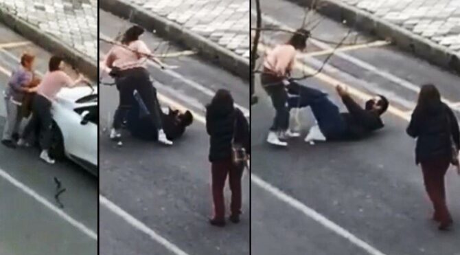 Genç kadın elinde bıçakla terör estirdi