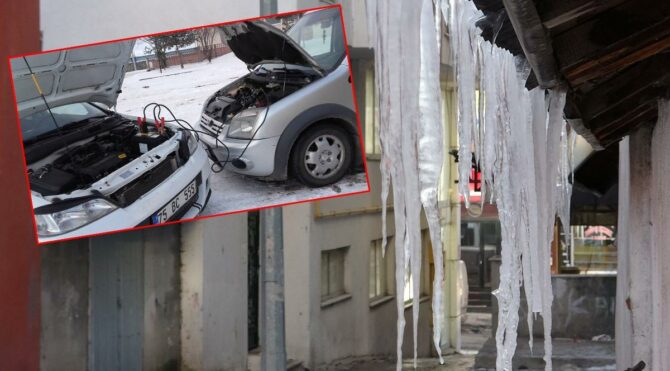 Hava eksi 27 derece! Araçlar bile çalışmadı