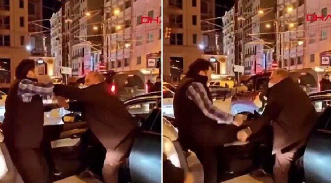 İstanbul’da trafikte tekmeli tokatlı kavga