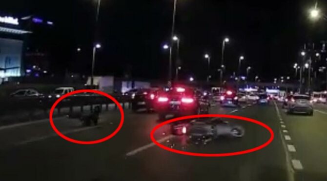 Motosiklete çarptı arkasına bakmadan kaçtı