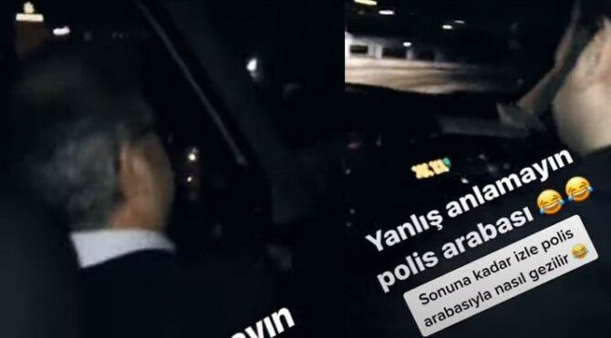 Polis aracında alkol keyfi yapıp video paylaştılar