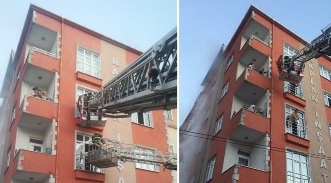 Apartmanda korkutan yangın: Vatandaşlar tek tek kurtarıldı