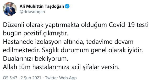Aşı yaptıran MHP milletvekili Ali Muhittin Taşdoğan koronavirüse yakalandı