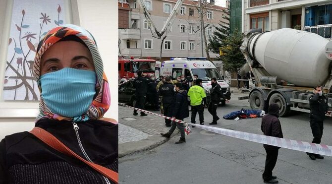 Beton mikseri altında ezilen kadın feci şekilde can verdi