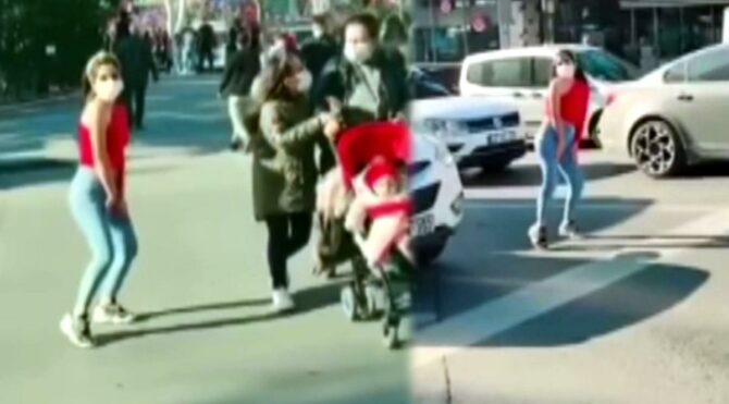 Kırmızı ışıkta Twerk dansı büyük tepki çekti