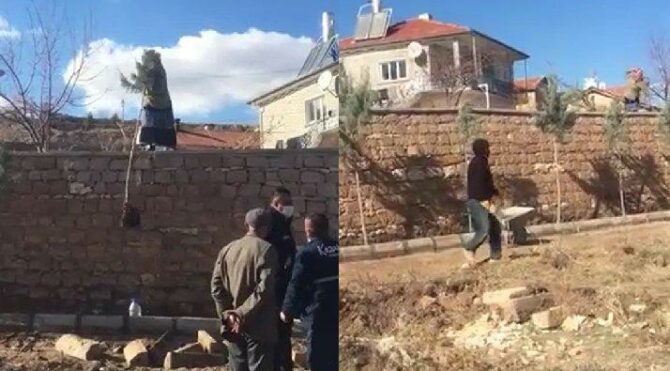 Nevşehir’de parkta ağaç diken belediye görevlilerine taşlı saldırı