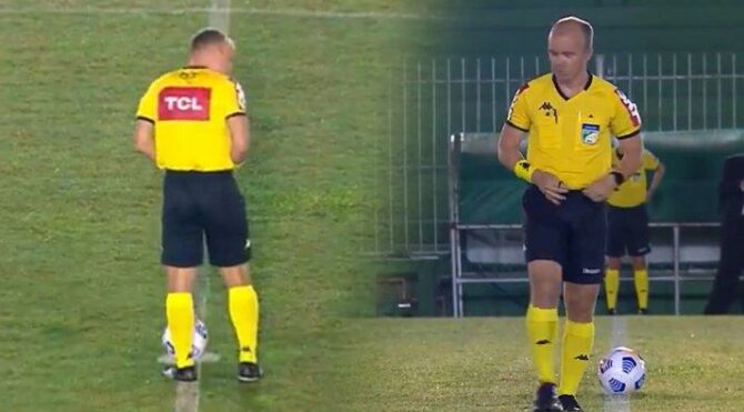 Brezilya’daki maçta hakem sahanın ortasına tuvaletini yaptı