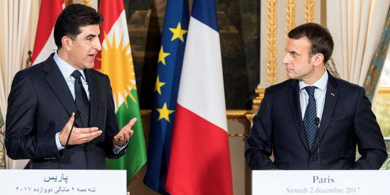Fransa Cumhurbaşkanı Macron ve IKBY Başkanı Barzani Paris'te bir araya geldi