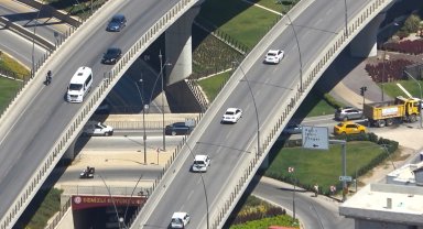 Arefe günü trafik yoğunluğu havadan denetlendi