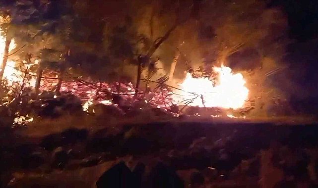 Elazığ'da tarlada çıkan yangını köylüler söndürdü