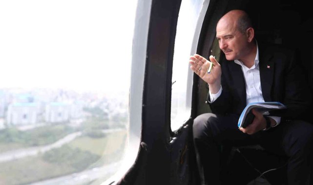 İçişleri Bakanı Soylu trafik tedbirlerini havadan ve karadan denetledi