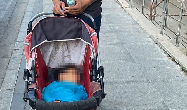 Beşiktaş'ta öz çocuğuyla dilenen baba yakalandı
