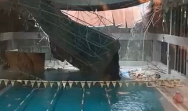Beykoz'da şiddetli yağmura dayanamayan spor salonunun çatısı çöktü