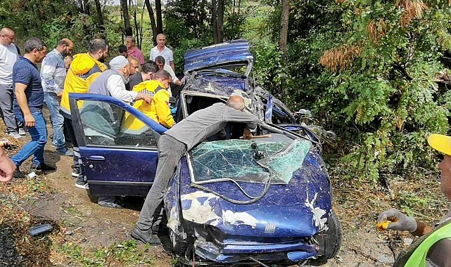 Bursa'da kanala düşen araçta can pazarı: 1'i ağır 3 yaralı