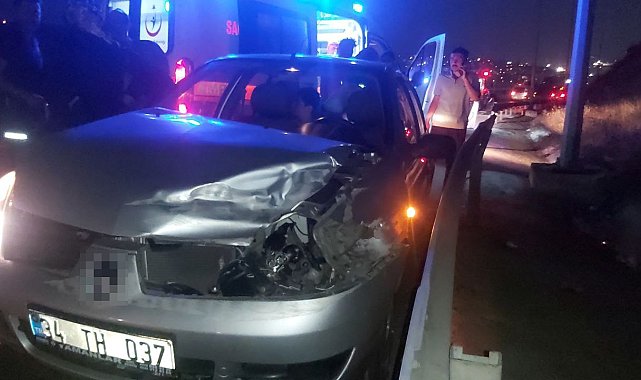 D-100'de bariyere çarpan otomobilin sürücüsü yaralandı