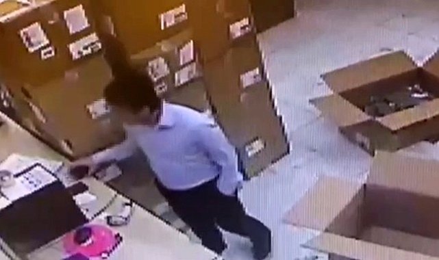 İş yeri deposundan çalınan eşyalar kamerada