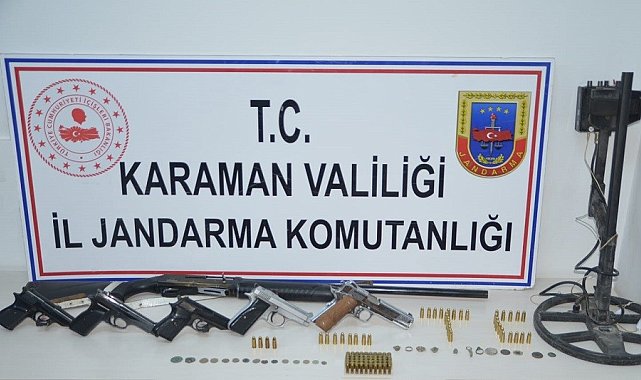 Karaman'da tarihi eser ve silah operasyonu