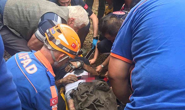 Kontrolden çıkan kamyon uçuruma yuvarlandı, yaralı şoförü AFAD kurtardı