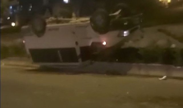 Orta refüje çarpan araç takla attı: 1 ölü 1 ağır yaralı