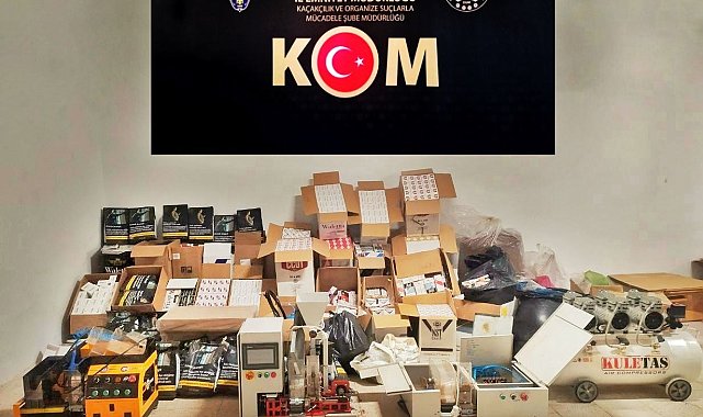 Polis baskında binlerce adet kaçak makaron ele geçirildi