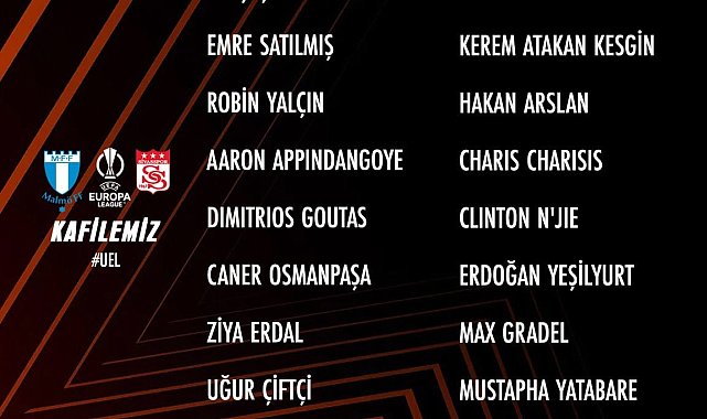 Sivasspor'un Malmö kadrosu belli oldu